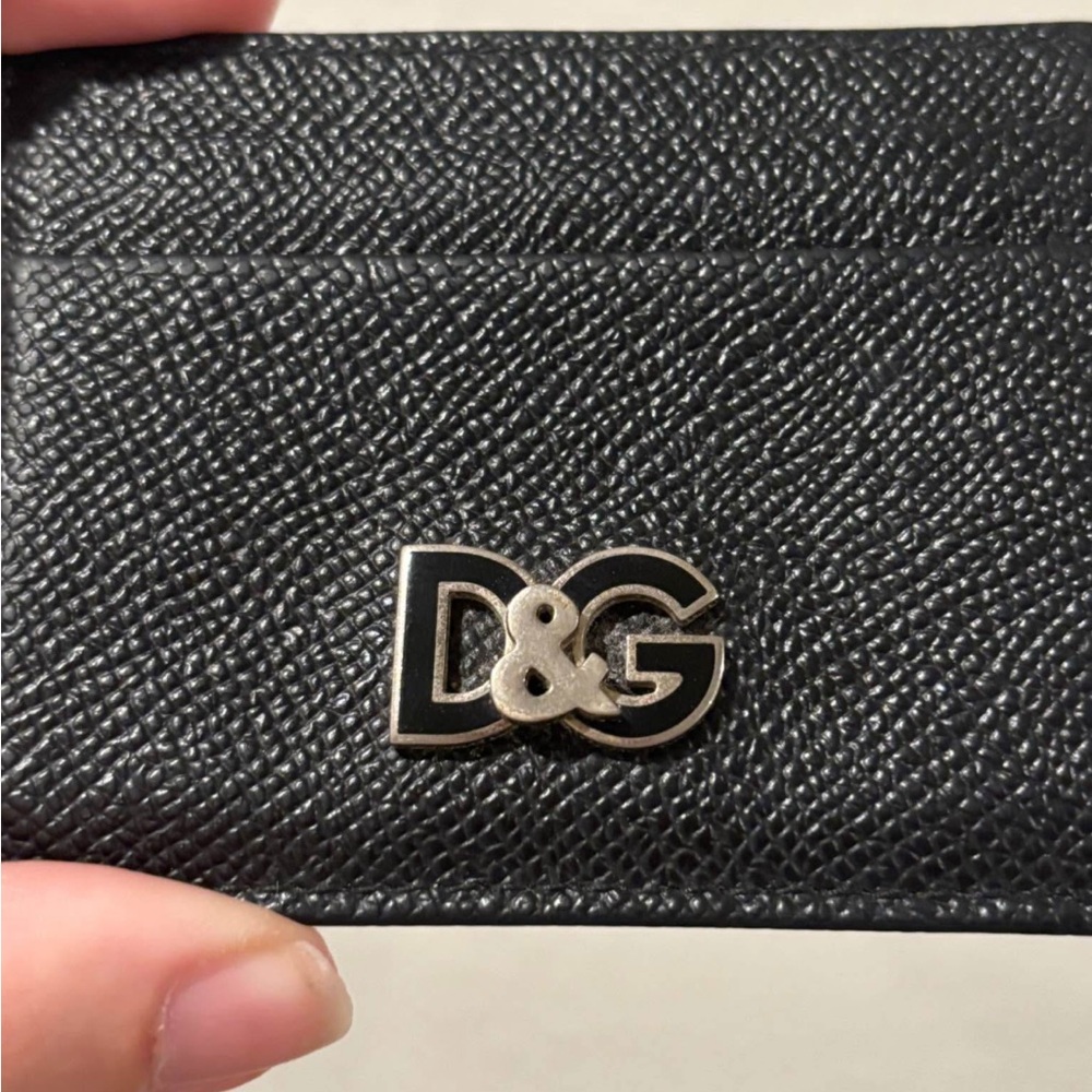 Dolce & Gabbana Unisex Black Pebbled Leather Card Holder Wallet - Picture 2 of 9
